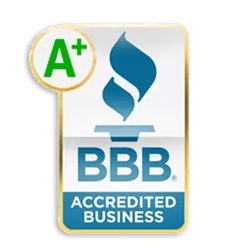 Better Business Bureau accredited business A+ rating logo
