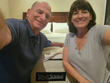 Lee and his wife happy on their new Back Science Series 3 mattress.