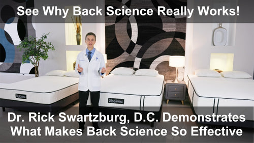 Chiropractor Dr. Rick Swartzburg, D.C. gives demonstration of key features of Back Science™ Sleep System