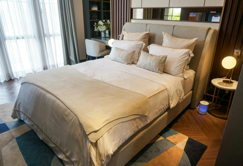 Cozy bedroom scene with bed frame