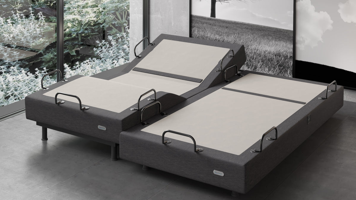 BackFlex 3 split king adjustable base with one side adjusted up in bedroom