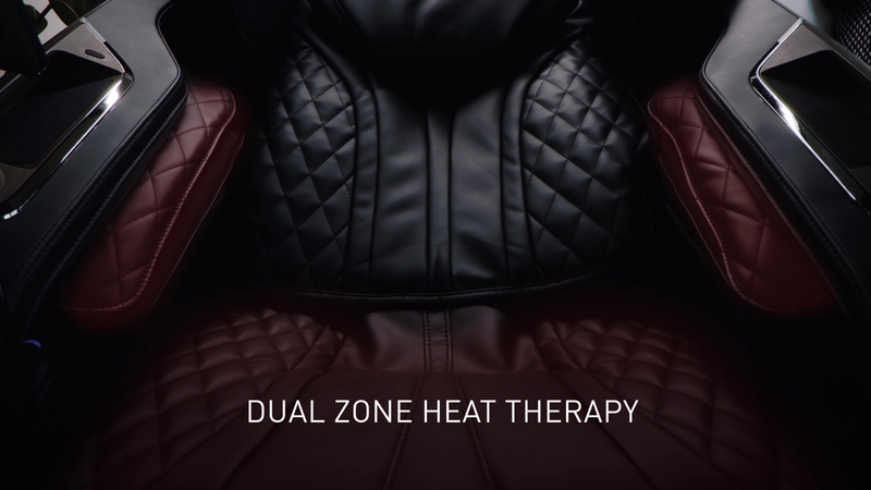 DualTech Pro AI 4D massage chair's dual-zone tension-release heat therapy diagram