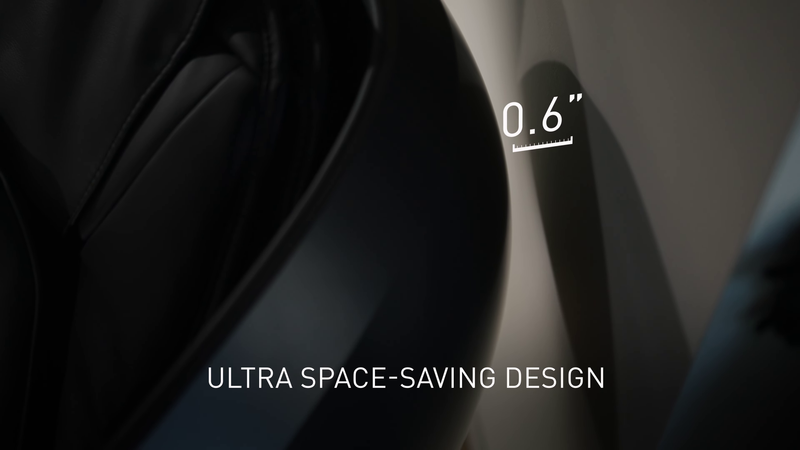 DualTech Pro AI 4D massage chair wall-hugging, space-saving design showing only 0.6 inches away from wall