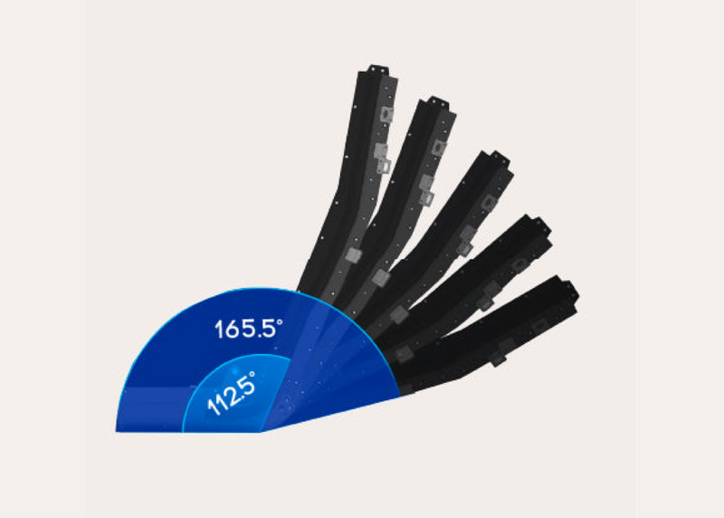 SL flex track technology for advanced stretch and neck to hamstrings coverage