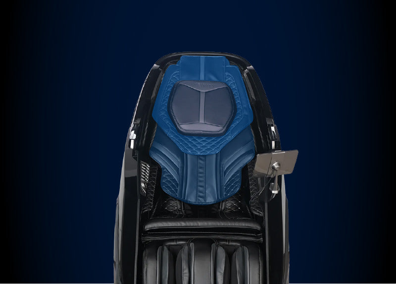 Infinity 4D Circadian massage chair with highlighted zones of removable back cushions and headrest for adjustable intensity