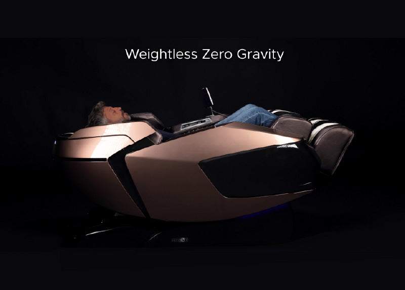 Infinity Circadian DualFlex 4D massage chair shown in zero gravity recline position for weightless back pressure relief