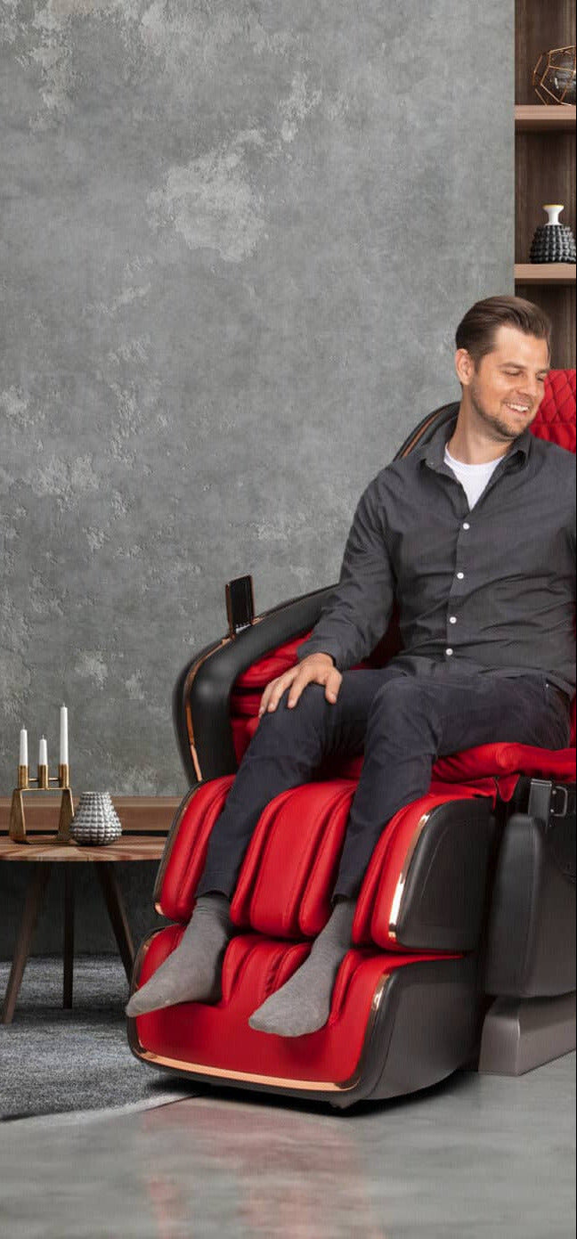 Man relaxing in luxury Japanese massage chair
