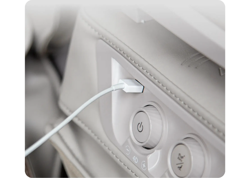 Osaki DuoMax SE 4D massage chair convenient usb charger port for phone, tablet, ipad, or other device