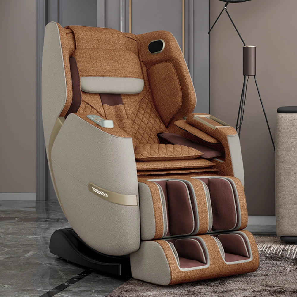 Solara massage chair in butterscotch colour in living room scene
