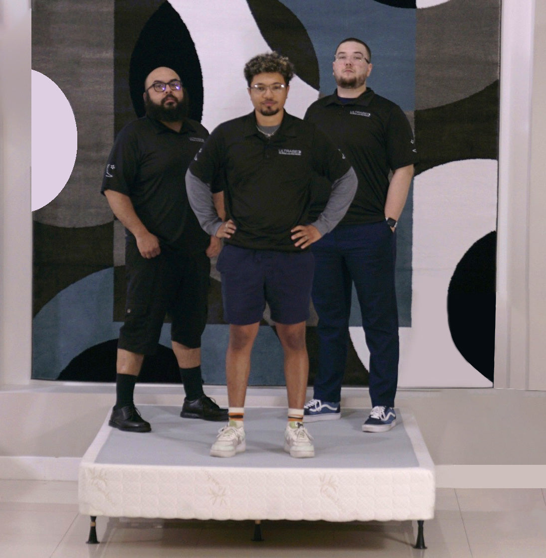Strong mattress box foundation for back support with 3 guys standing on it at once.