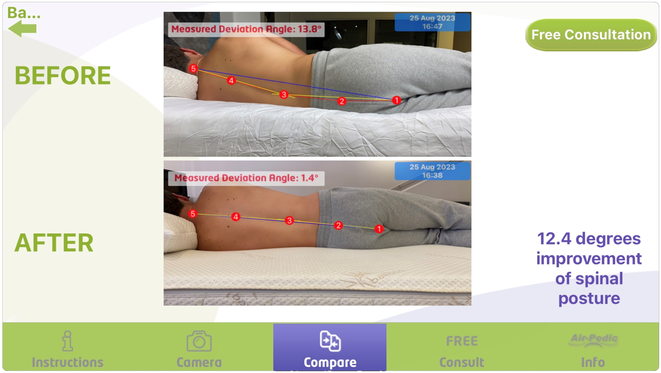 Mattress Checker App 2.3 Degrees Deviation Angle Measurement